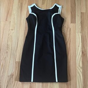 Worthington Sheath Mini Dress Womens 8 Black Colorblock Mature Modest Preppy